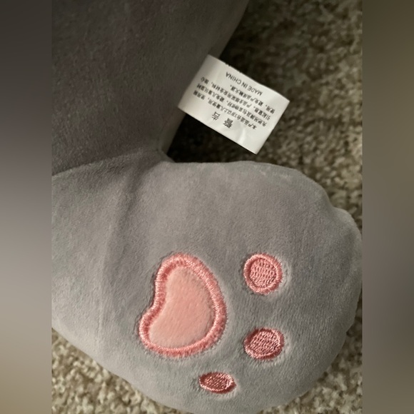 Soft Gray Kitty Cat stuffed plushie with embroidered toe beans - Picture 5 of 7